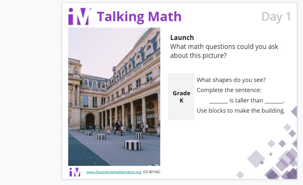 Great k-5 math visual prompts for purposeful, standard targeted math talks